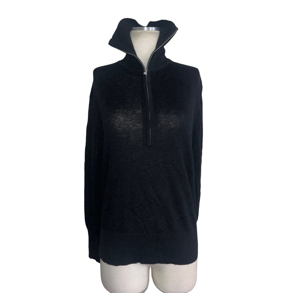 Everlane The Luxe Merino Half-Zip Sweater in Black Medium New Womens Knit Top - Picture 4 of 11